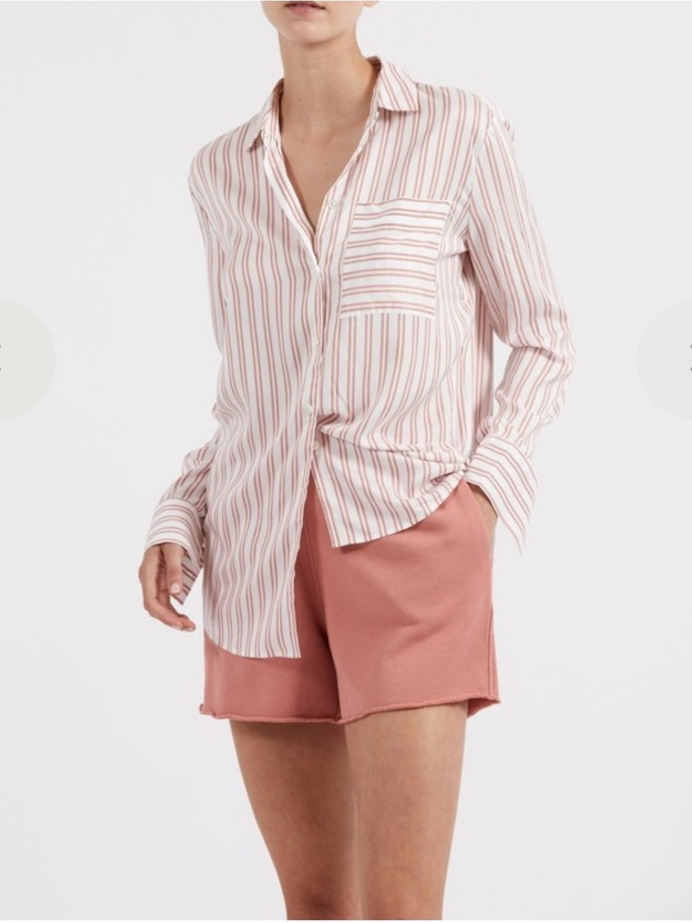 ATM Anthony Thomas Melillo boyfriend Striped Button-Down shirt talc/flamingo